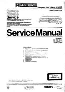 Philips cd-650 service manual PDF (German)